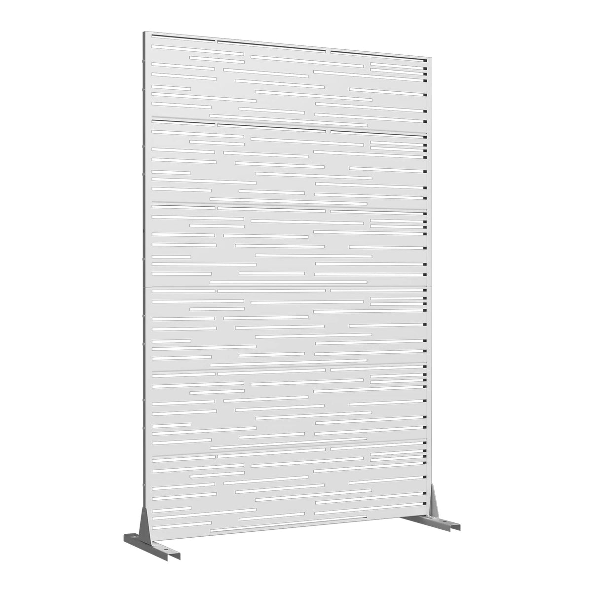 MAYEERTY 72 �� 47in Outdoor Privacy Screen with Stand Metal Balcony Decorative Screen, Black