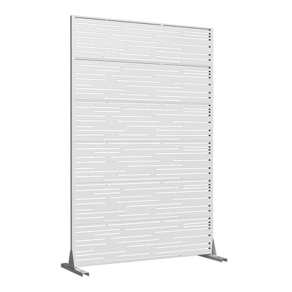 MAYEERTY 72 �� 47in Outdoor Privacy Screen with Stand Metal Balcony Decorative Screen, Black
