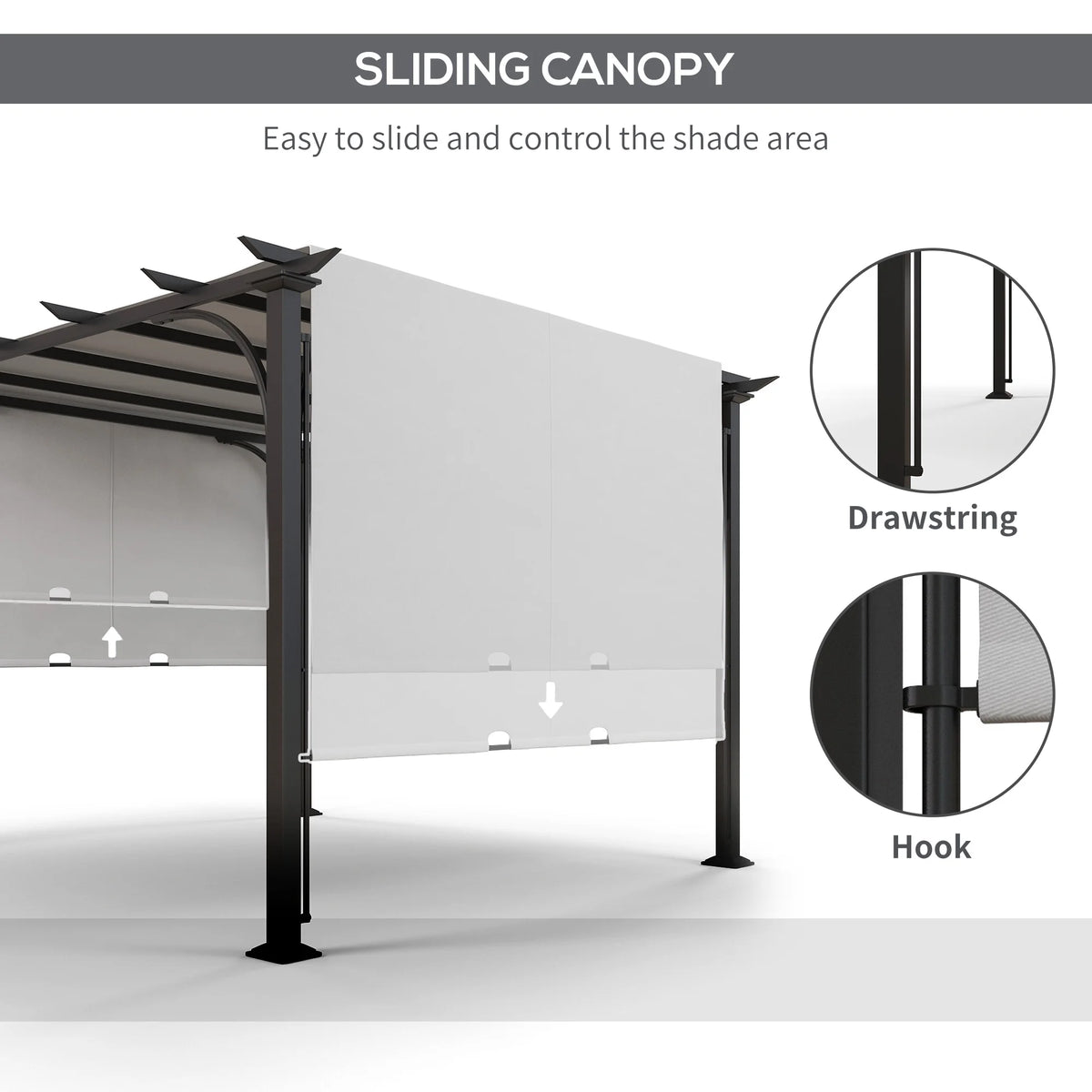 Outsunny 10' x 10' Steel Patio Pergola with Canopy Beige