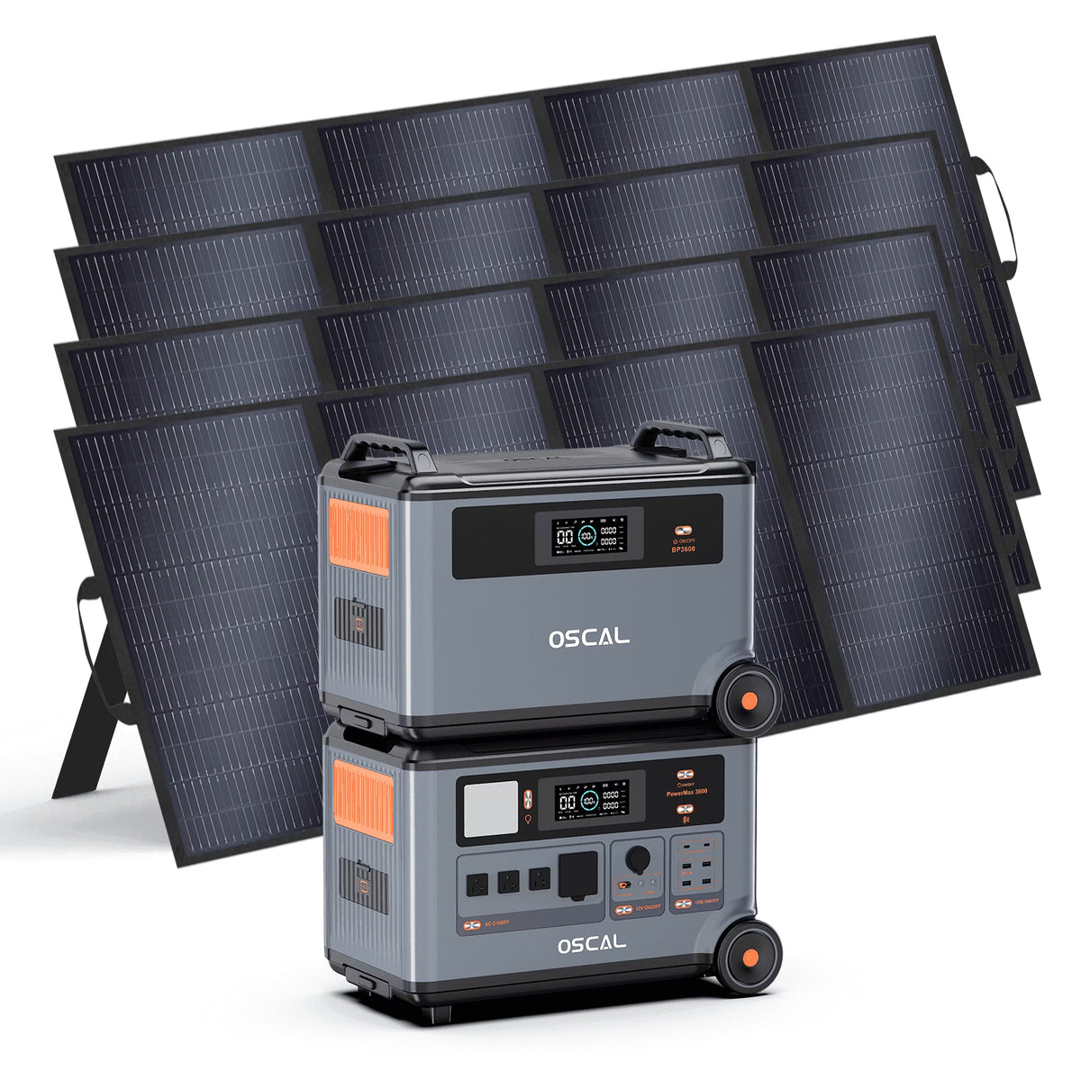 OSCAL PowerMax 6000 Portable Power Station, 3600Wh LiFePO4 Battery with 6000W Output, BP3600 Expansion Battery & 200W Solar Panels, Solar Generator for Camping, Home, Outdoor, Emergency Use