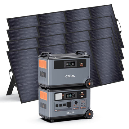 OSCAL PowerMax 6000 Portable Power Station, 3600Wh LiFePO4 Battery with 6000W Output, BP3600 Expansion Battery & 200W Solar Panels, Solar Generator for Camping, Home, Outdoor, Emergency Use