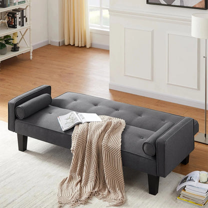72" Convertible Loveseat Sofa Bed Sleeper Daybed,Modern Upholstered Folding Recliner,Small Futon Sofa for Living Room Apartment Office,Gray 02
