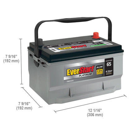 EverStart Platinum BOXED AGM Battery, Group Size 65 12 Volt, 750 CCA