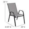 BizChair 5 Pack Black Outdoor Stack Chair with Flex Comfort Material and Metal Frame