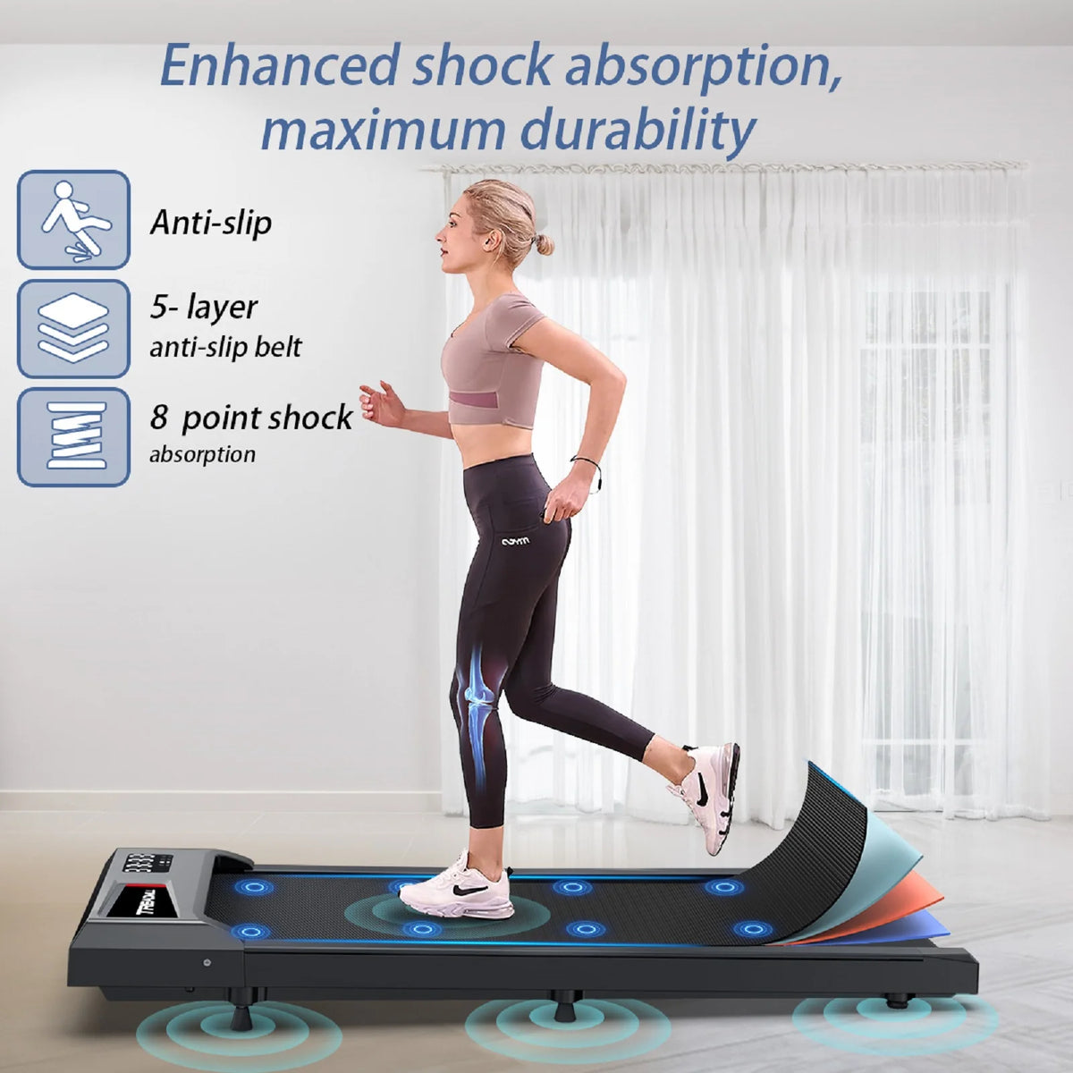 Walking Pad Treadmill,YZRUN Under Desk Treadmill 2.5 HP Portable Treadmills for Home, 265 lbs Capacity (Black Red)