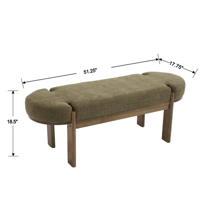 Dayalane 51" Modern Upholstered Bedroom Bench, Linen End of Bed Bench with Wooden Legs for Living Room, Entryway,Hallway Footrest, Beige