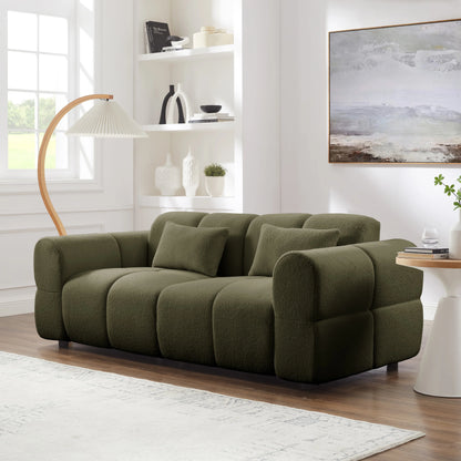 FREEHOMAE 80" Oversized Boucle Sofa Couch,Modern Loveseat,Deep Seat Love Seat,Mid Century Modern Sofa,Cloud Couch for Living Room,Apartment,Office,and Lounge,Black
