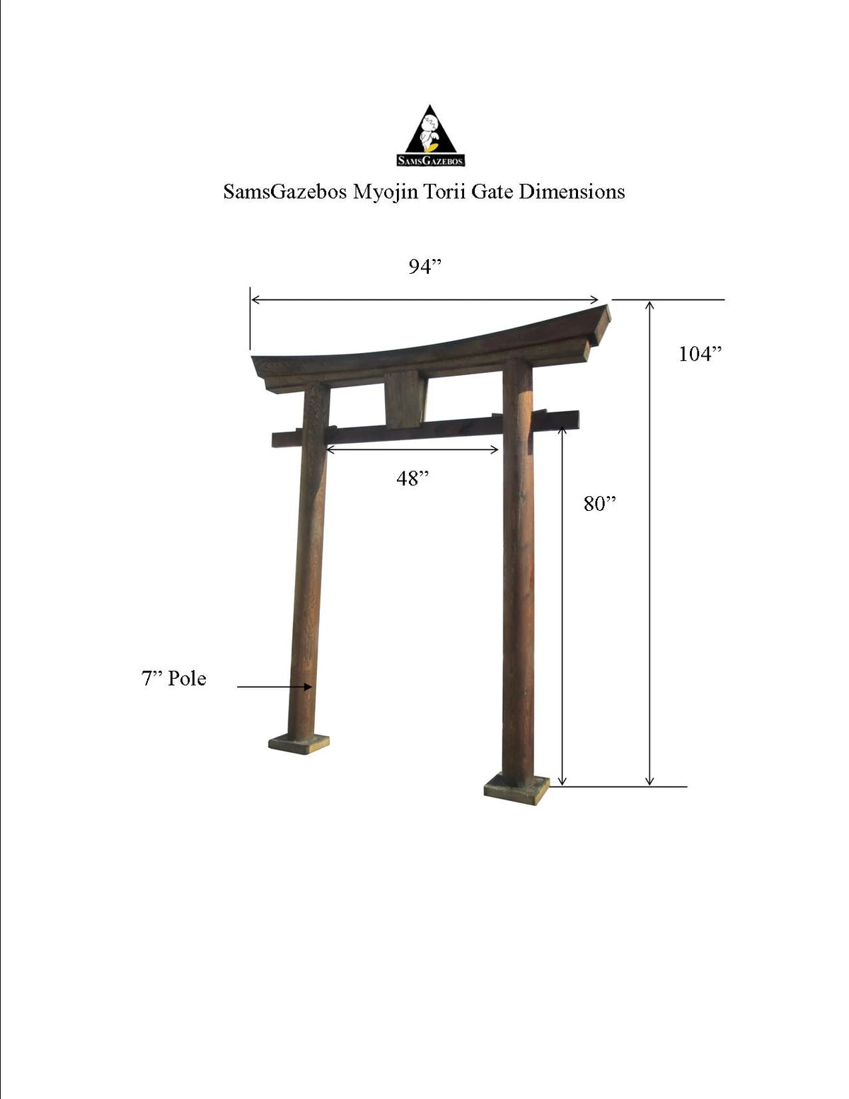SamsGazebos Japanese Torii Gate Wooden Arbor, 106 Inch, Brown