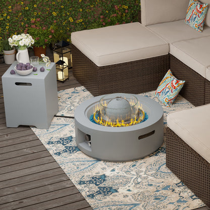COSIEST 29.3-inch 50,000 BTU Outdoor Propane Fountain Round Fire Pit Table