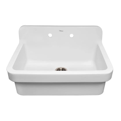 Whitehaus Old Fashioned Country Fireclay Utility Sink with High Backsplash