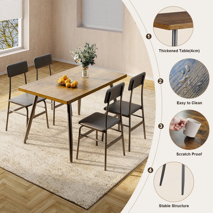 Dining Table Set for 4, Lofka 5 Piecs Kitchen Table and Chairs Set for Dining Room & Kitchen, Black