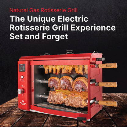 Brazilian Flame 2-Skewer Brazilian Rotisserie Electric Grill in Red