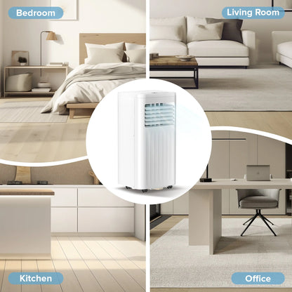 KISSAIR Portable Air Conditioner 8000 BTU Ashrae, 3-in-1 Portable AC, Dehumidifier & Fan with 24-Hour Timer/Remote Control/Windows Kit (White)