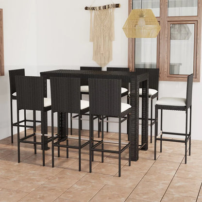 vidaXL Patio Bar Set Outdoor Bistro Set Bar Stool Bistro Table Poly Rattan