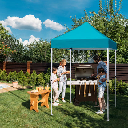 EAGLE PEAK 5x5 Pop Up Canopy Tent Instant Outdoor Canopy Easy Set-up Straight Leg Folding Shelter（Blue）