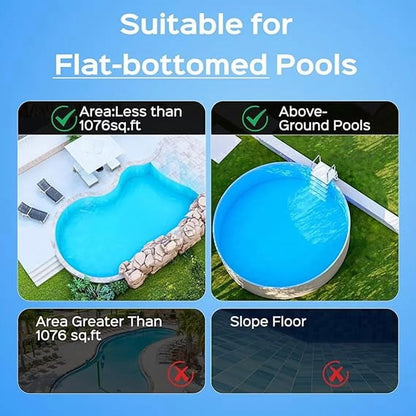 2025 New Upgraded WYBOT A1 Cordless Robotic Pool Vacuum Cleaner - Floor-Only Cleaning for Above Ground Flat-Bottom Pools (Up to 1,076 sq. ft), 120-Min Runtime, Black Green