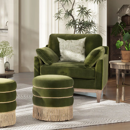 Velvet Sofa Couch, Mid Century Modern 75.5 inch 3-Seater Sofa with Back Cushions and 2 Bolster Pillows, for Small Space,Bedroom, Apartment, Olive Green