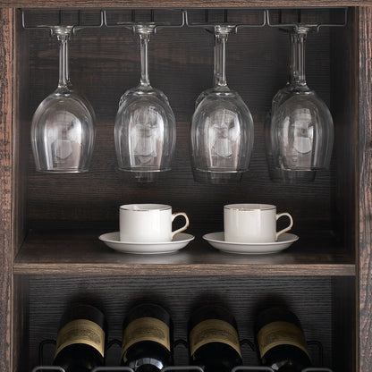 Faitaliicy Wine Bar Cabinet With Led Light Wine And Glass Rack Kitchen Buffet Sideboard Industry Coffee Bar Cabinet Freestanding Liquor Cabinet For Kitchen Dining Room Living Room