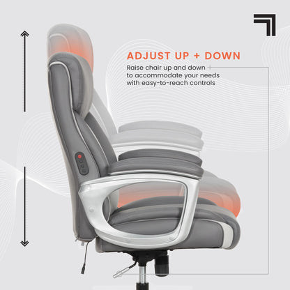 Sharper Image S-120 Massage and Heat Office Chair, Gray/White