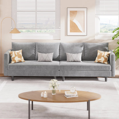 106" Modular Sectional Sofa Bed with Storage Ottoman, Lofka Modern Comfy Couches and Sofas with Side Pockets for Small Spaces, Living Room Furniture in Dark Gray