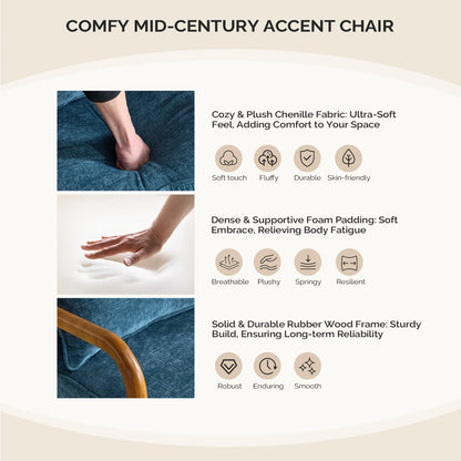Ktaxon Accent Chair Corduroy Upholstered Armchair, Reading Club Chair with Pillow and Solid Wood Frame for Living Room Bedroom Furniture Off White