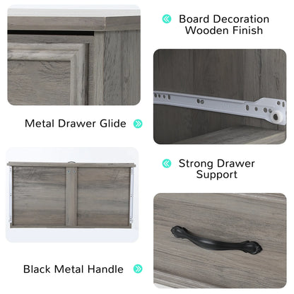 LGHM 4 Drawer Dresser, Modern Wood Chest Dresser for Bedroom Livingroom Gray