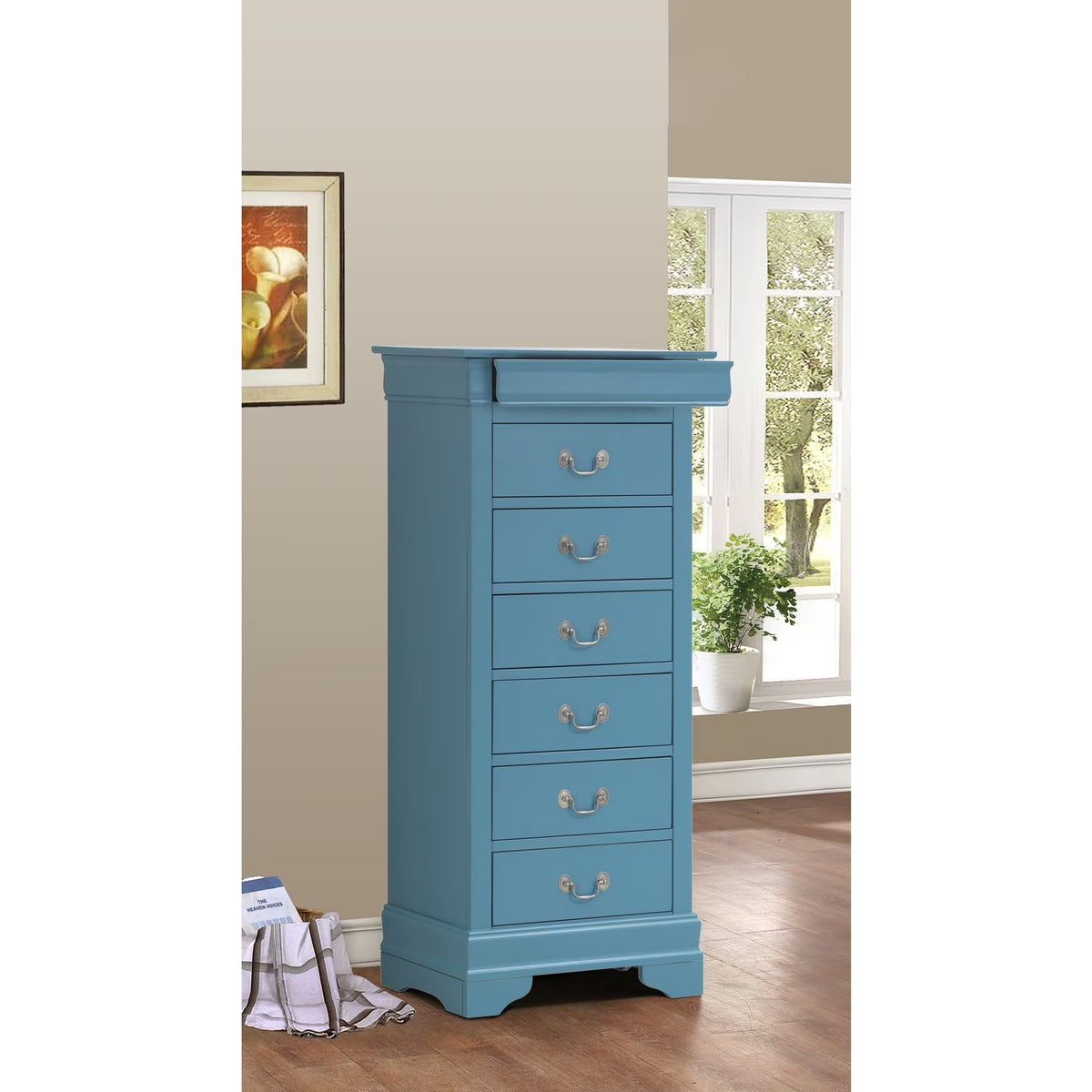 Glory Furniture Louis Phillipe 7 Drawer Lingerie Chest in Cherry