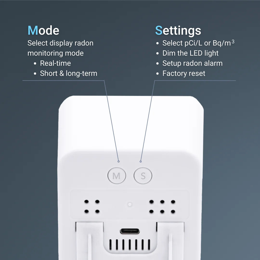 Ecosense EB100 EcoBlu, Digital Radon Detector, Fast & Accurate, Short-Term and Long-Term Monitoring, Full Size LED Screen, Easy to Use (White)