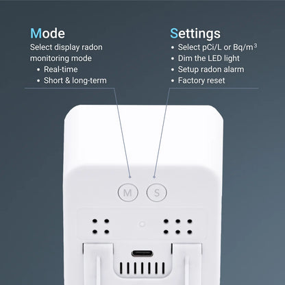 Ecosense EB100 EcoBlu, Digital Radon Detector, Fast & Accurate, Short-Term and Long-Term Monitoring, Full Size LED Screen, Easy to Use (White)