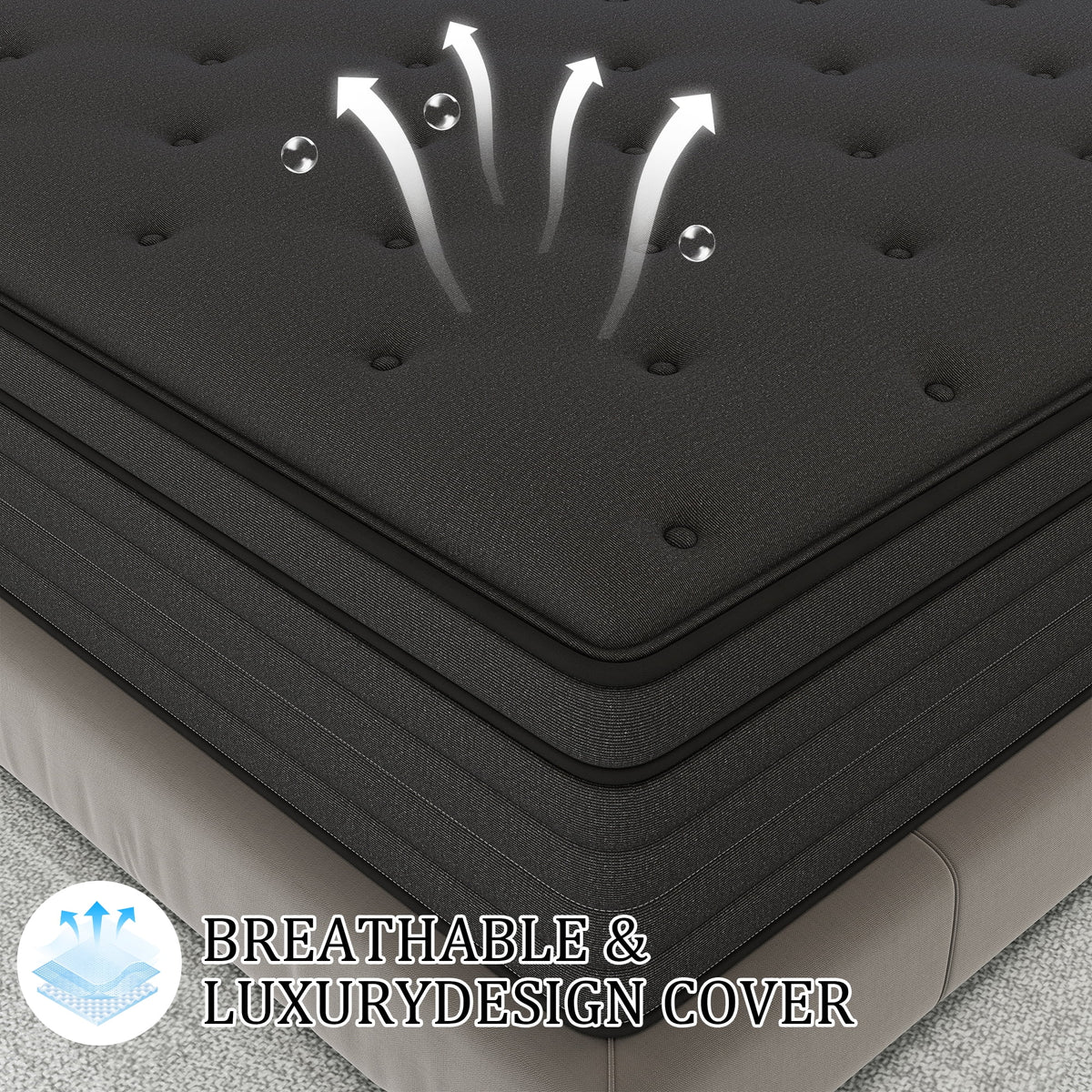 12 inch King Mattress,Hybrid Mattresses Medium Firm in a Box