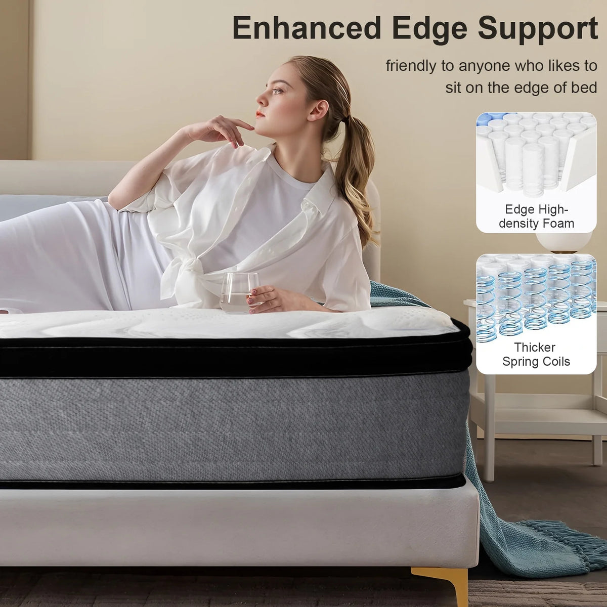 Full Mattress, 10 Inch Mattress Full Size, Individual Pocket Spring and Foam Mattress in a Box