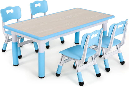 Arlopu Toddler Table and Chair Set Height Adjustable, Kids Activity Table for Reading, Drawing, Eating, Studying, Max 220lbs