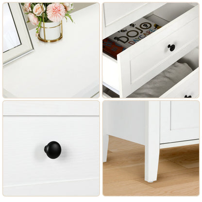 RichYa 6 Drawer Dresser for Bedroom,Chest of Drawers with Metal Knobs,Dresser for Closet,White