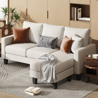 Homall Convertible Sectional Sofa Couch, Modern Linen Fabric L-Shaped Couch 3-Seat Sofa Sectional with Reversible Chaise for Small Living Room, Apartment and Small Space, Dark Gray