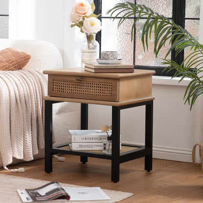 Farmhouse-style Solid Wood Crossed Legs Round Table, Boho Small Side Table with a White Top, Modern Wooden Bedside Table suitable for Bedroom, Living room, and Small Spaces, Easy to Assemble