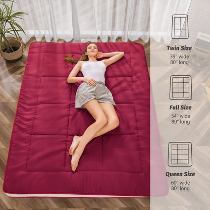 Futon Mattress, Padded Japanese Floor Mattress Quilted Bed Mattress Topper, Extra Thick Folding Sleeping Pad, Dark Grey, Twin