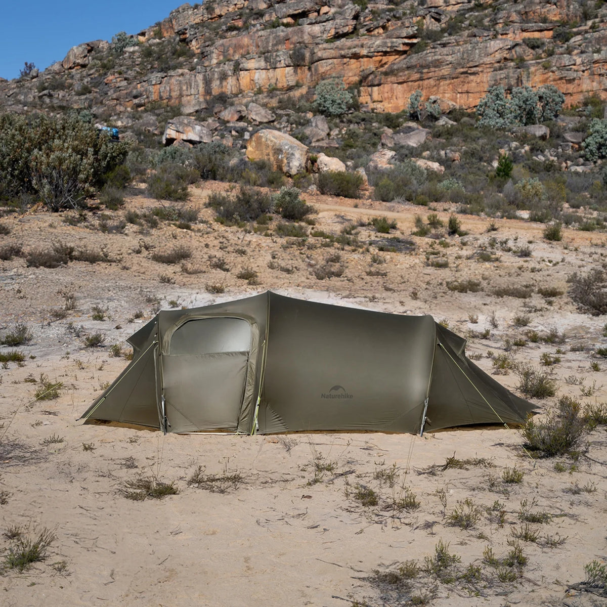 Naturehike, Ultralight Hiking Tent, Tear-resistant Tunnel Tent, Waterproof Camping Tent, Windproof Tent with Hall, 15D Lightweight Silicone-coated Nylon Fabrics,Large size for 2/3 Person.