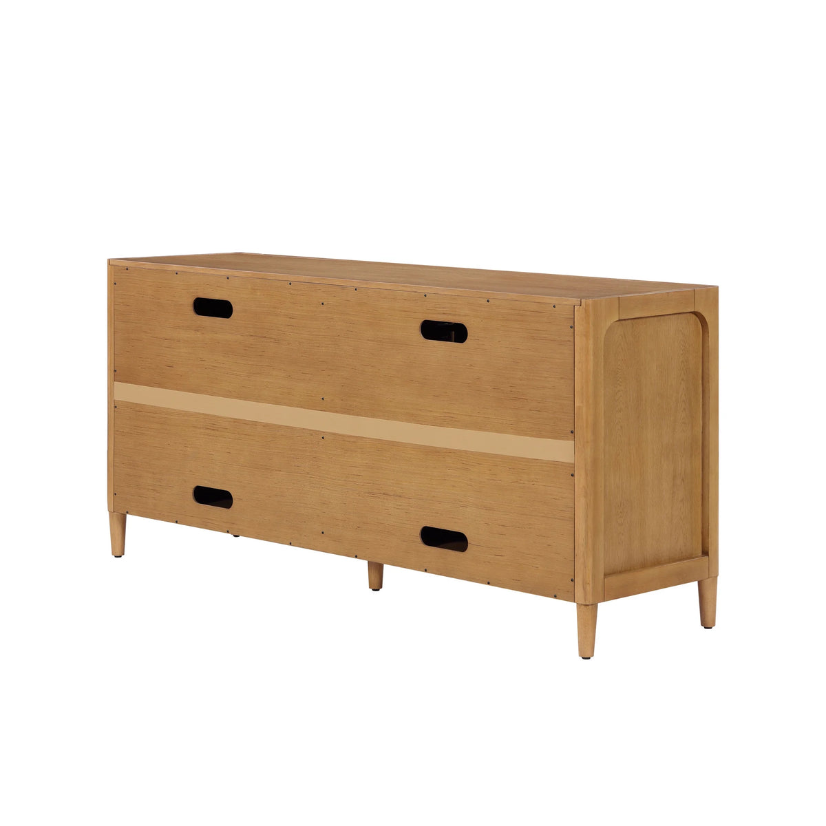 My Texas House Linden Fluted Buffet Cabinet Sideboard with Adjustable Shelves, Warm Brown