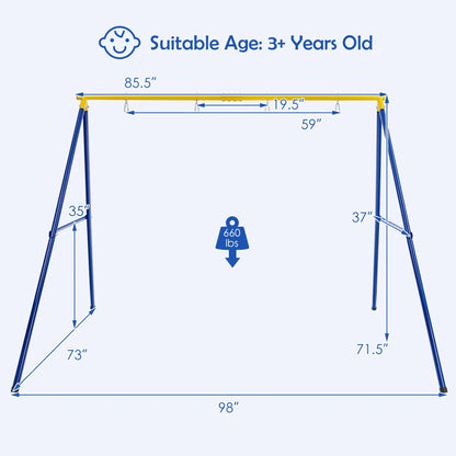 Gymax 660 LBS Heavy-Duty Metal Swing Frame Extra Large Swing Stand for Kids and Adults
