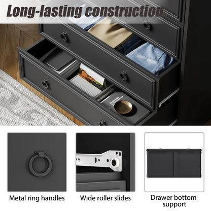 LGHM 4 Drawer Dresser, Modern Wood Chest Dresser for Bedroom Livingroom Gray