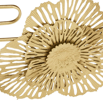 Weston Home Ditmas Glam Peony and Ginkgo Rectangular Coffee Table with Mirror Top, Gold
