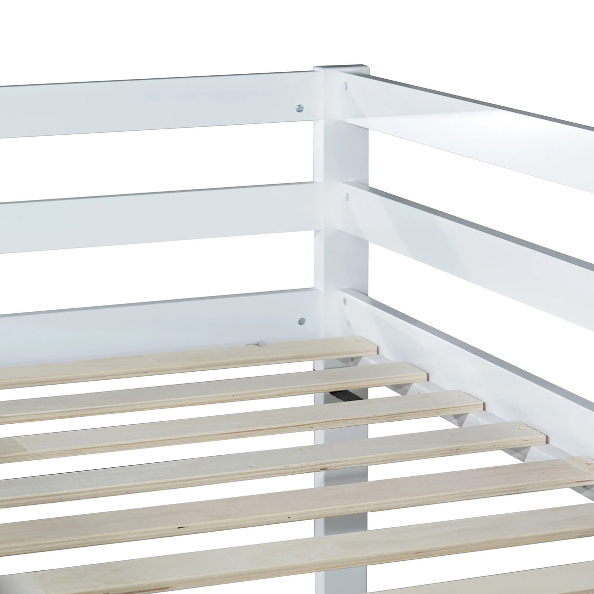 Twin Over Twin Floor Bunk Bed, UHOMEPRO Solid Wood Low Bunk Bed with Safety Rail, Ladder, Heavy Duty Bunk Beds, Space-Saving Bedroom Dorm Furniture, Gray