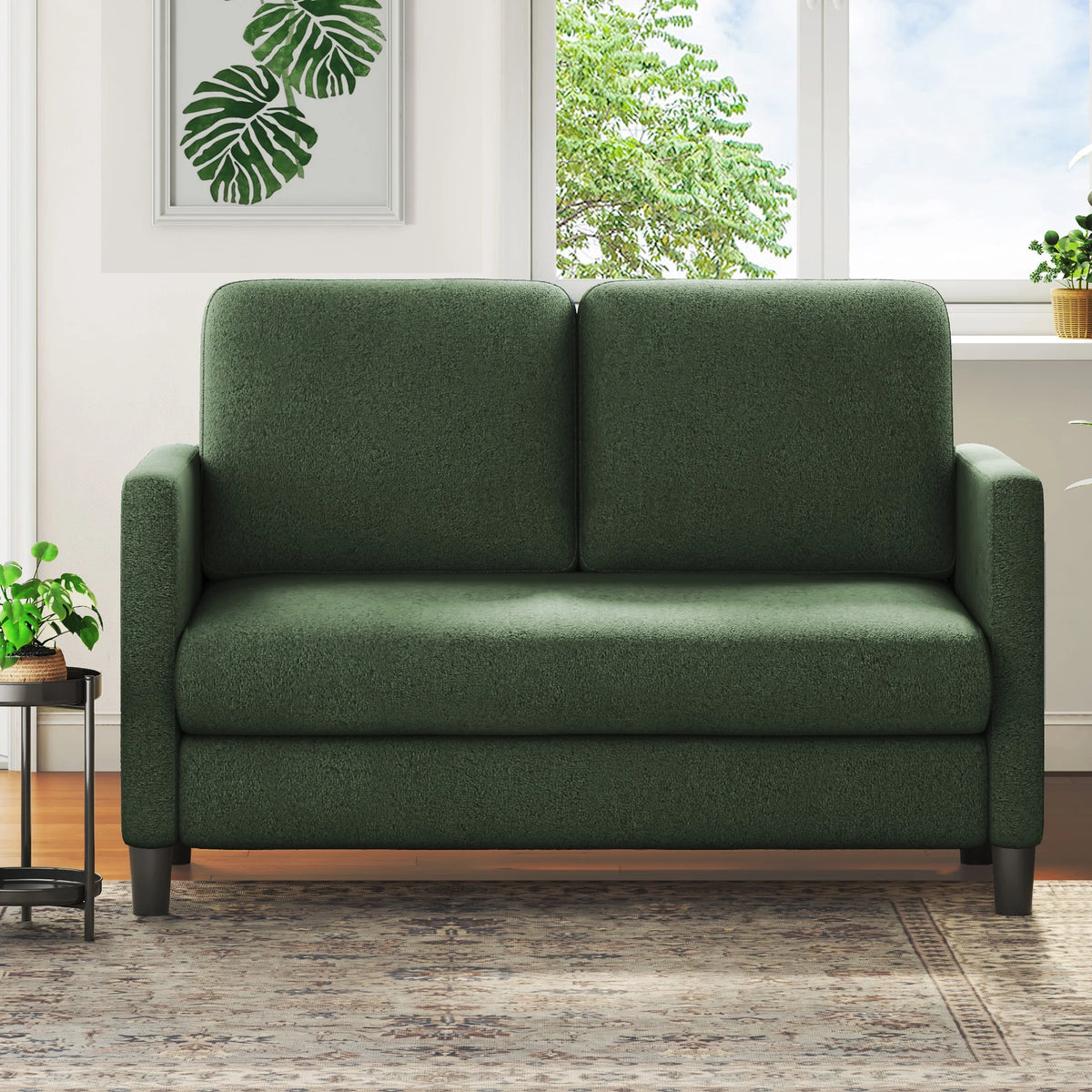 Domusensus Sofas for Living Room, 82" Loveseat Sofa, Couches for Living Room Included 2 Pillows, Teddy Fleece Love Seat Couches, Small Couch, Blue