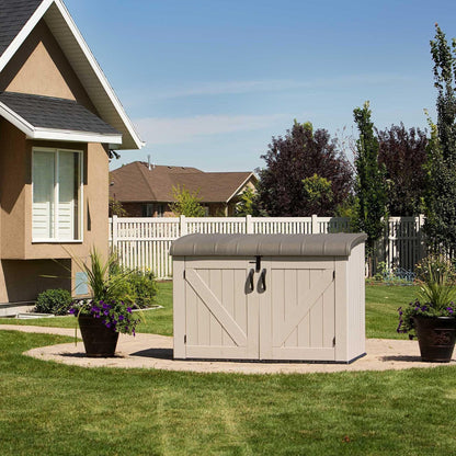 Lifetime Lockable DIY Polyethylene Storage Shed 6.25' x 3.5', 19.17 Sq. Ft., Tan & Brown (60170)