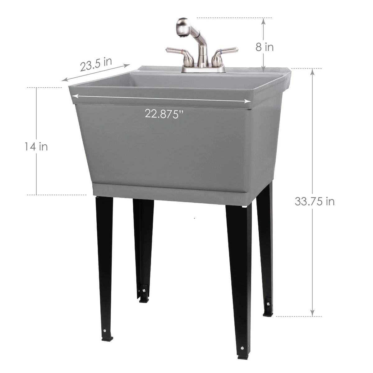 Tehila Utility Sink with Stainless Finish Pull-Out Faucet 19 Gallon - Red