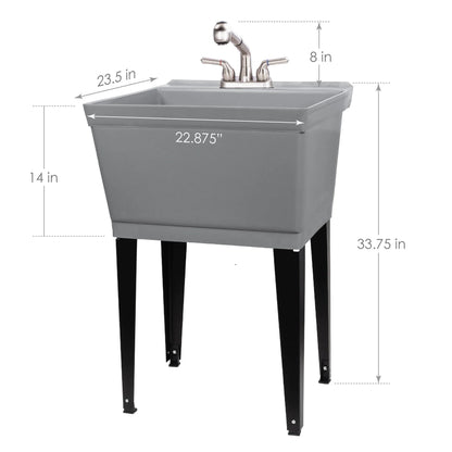 Tehila Utility Sink with Stainless Finish Pull-Out Faucet 19 Gallon - Red