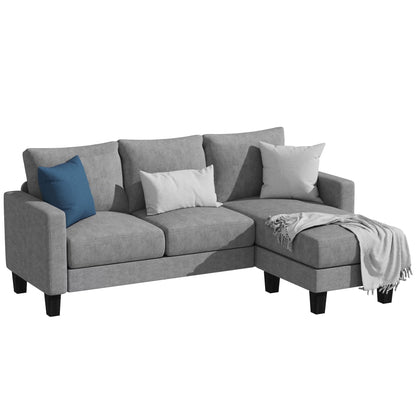 Homall Convertible Sectional Sofa Couch, Modern Linen Fabric L-Shaped Couch 3-Seat Sofa Sectional with Reversible Chaise for Small Living Room, Apartment and Small Space, Dark Gray