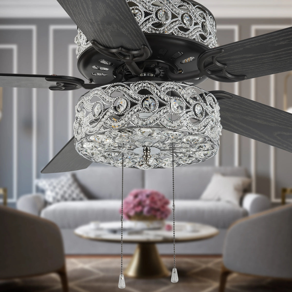 River of Goods 52" 5 Blade Luxe Enlaced Crystal LED Ceiling Fan with Light