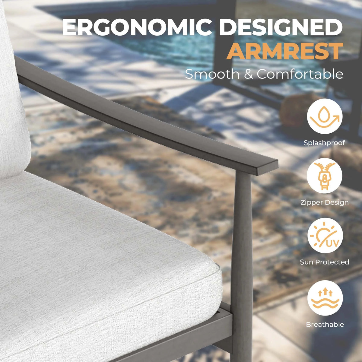 HAPPATIO Aluminum Outdoor Furniture Set - 5 Pieces Patio Furniture Set Includes 1 Side Table, 2 Swivel Chairs and 2 Ottomans with Thick Cushion, Patio Conversation Set for Backyard Poolside (Grey)