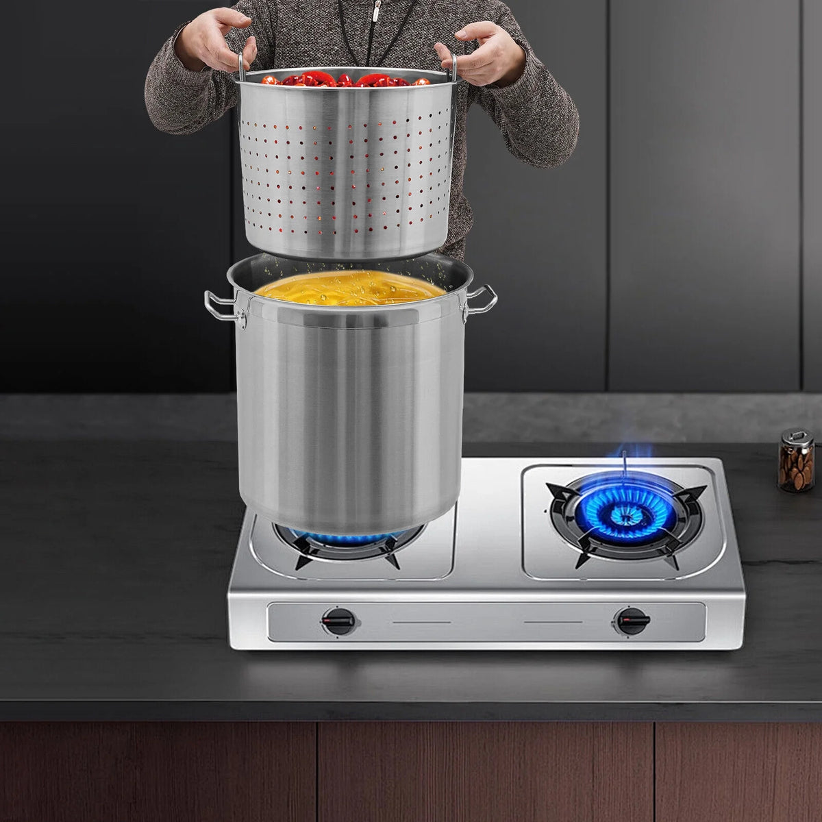 33/52 Quart Stock Pot Stainless Steel Large Kitchen Soup Big Cooking Restaurant for Hotels, Restaurants, Homes
